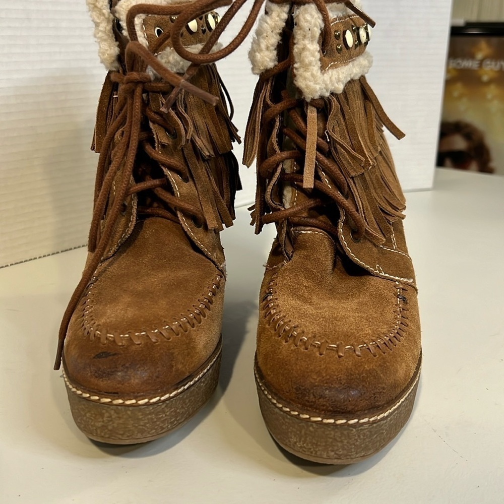 Sam Edelman Tassel Fleece Lined Boots Womens Size 9.5
